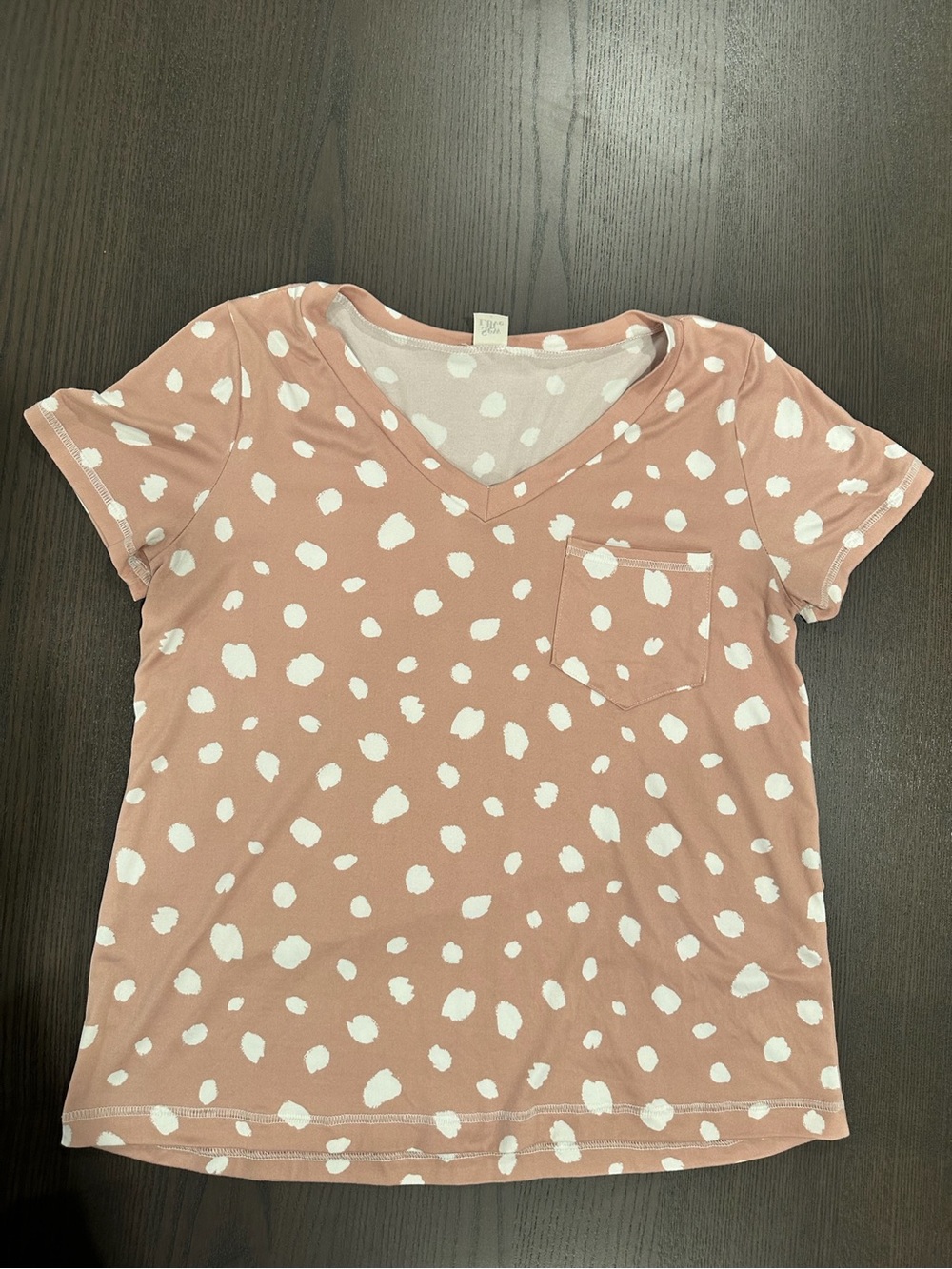 Sew In Love Dusty Rose Polka Dot V-Neck Tee